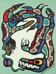 Norval Morrisseau, Untitled - Shaman and Animal Spirits, 1976, acrylic on canvas