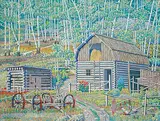 James McLaren Nicoll, Hillside Farm, 1973, acrylic on canvas