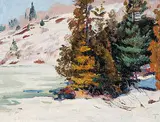 Robert Pilot, Cedars - Val Morin, 1939, oil on wood panel