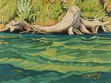 Untitled - River Bank by Margaret Shelton, 1943, oil on paper board, sold Nov 2011