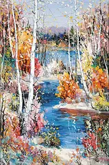 Warm Autumn Day by Tinyan Chan, oil on canvas, sold Nov 2011