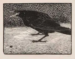 Jan Mankes, Untitled - Crow, 1918, wood block on paper
