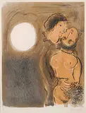 Marc Chagall, Couple en Ocre, Paris #87/100, 1952, colour lithograph on paper