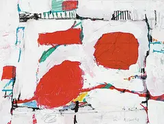 William Ronald, Untitled - Abstract in Red and White, mixed media on paper