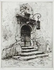 Frank Armington, Portal Im Rathaushof, Rothenbourg #45/100, 1909, etching on paper