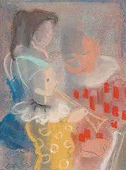 E. Eric Goldberg, Untitled - Circus Kids, pastel on paper