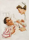 Joseph Sydney Hallam, Untitled - Nurse and Patient, oil on canvas board