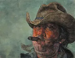 Mel Johnson, Untitled - Cuban Cowboy, 1975, oil on wood board