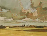 Cloudy View of Wainwright by Robert F.M. McInnis, 1982, oil on canvas, sold Nov 2011