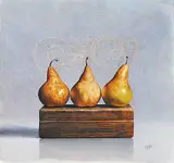 Catherine Moffat, Pear in an Old New Box, watercolour on paper