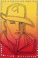 Harold Town, Rudolph Valentino #5/68, 1970, colour lithograph on paper