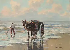 Leo De Winter, Untitled - Clam Digging, oil on canvas