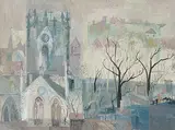 William Faulkner, Misty City, gouache on paper