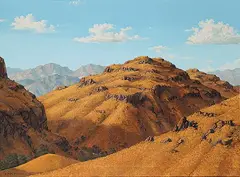 Miguel Angel Guerrero, Golden Mountains, 1981, acrylic on canvas