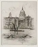 Caroline Armington, St. Paul's, London #9/100, 1927, etching on paper