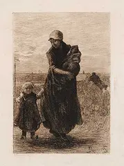 Bernard Blommers, Untitled - Mother with Children, etching on paper