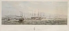 The Naval Review at Spithead, Her Majesty The Queen Leading the Fleet to Sea by Oswald Walters Brierly, 1853, hand coloured lithograph on paper, sold May 2011