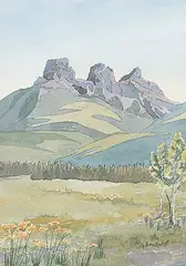 Gloria S. Brinkerhoff, Springtime at Three Sisters, 1985, watercolour on paper