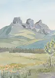 Gloria S. Brinkerhoff, Springtime at Three Sisters, 1985, watercolour on paper