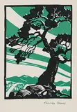 Annora Brown, Untitled - Annora's Tree, two colour wood block on paper