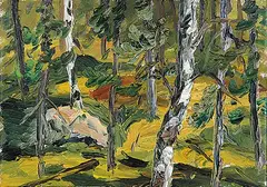 Rigmor Widell Clarke, MacNair Island [Lac La Ronge], 1991, oil on canvas
