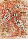 Roseate Spoonbills by Zema Barbara Cogill Haworth, mixed media on paper, sold May 2011