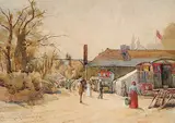 Duncan Mackellar, Untitled - Gypsy Encampment, watercolour on paper