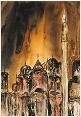 Gordon Robertson MacNamara, Venice, San Marco Cathedral, 1956, ink and watercolour on paper