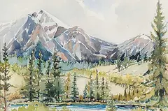 Kay Mais, Pyramid Mt. Jasper, watercolour on paper