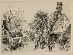 H. Ivan Neilson, Ecurietel Village, Quebec, 1919, etching on paper