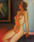 Ake Nothberg, Untitled - Glow from the Fireplace, oil on canvas