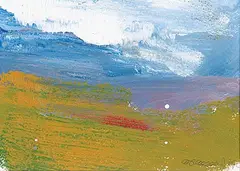 Jack Pollock, Untitled - Abstract Landscape with Blue Mountains, 1990, acrylic on paper