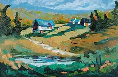 Claude Rollin, Ferme a Arundel, Quebec, 1999, acrylic on canvas