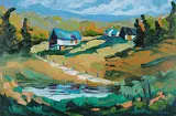 Claude Rollin, Ferme a Arundel, Quebec, 1999, acrylic on canvas