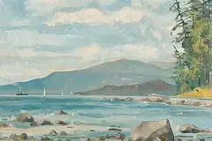 Fred Schaefer, View of North Shore from Kitsilano, oil on canvas