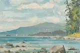Fred Schaefer, View of North Shore from Kitsilano, oil on canvas