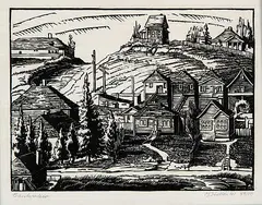 Margaret Shelton, Bankview #39/50, 1941, lino block on paper