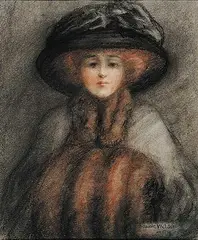 Maude Welden, Untitled - Lady in a Black Hat, 1909, pastel on paper