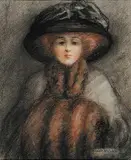 Maude Welden, Untitled - Lady in a Black Hat, 1909, pastel on paper