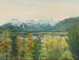 Colin Williams, Untitled - View of Revelstoke, 1975, oil on canvas board