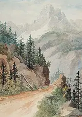 Thomas Harrison Wilkinson, Untitled - Road through the Rockies, watercolour on paper