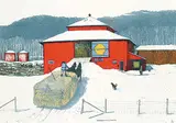 William Kurelek, Snowfall Ending on Quebec Ontario Border #5/50, colour lithograph on paper