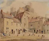 Alfred Crocker Leighton, Untitled - The Town Square Below the Castle