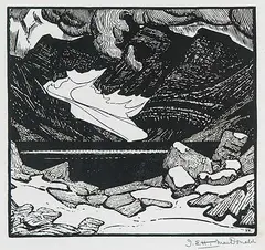 J. E. H. MacDonald, A Glacial Lake, Rocky Mountains #82/100, 1925, relief print on paper
