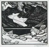 J. E. H. MacDonald, A Glacial Lake, Rocky Mountains #82/100, 1925, relief print on paper