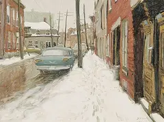 John Caruthers Little, Rue St. Emile, St. Henri, Montreal, 1970, oil on canvas board