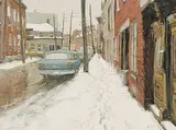 John Caruthers Little, Rue St. Emile, St. Henri, Montreal, 1970, oil on canvas board