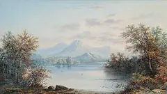 Henry Nesbitt McEvoy, Untitled - Still Mountain Lake, oil on paper board