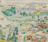 Douglas Gibb Morton, View of Bow Valley, Calgary, 1951, watercolour on paper