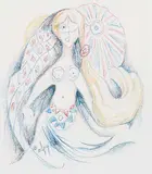 Daphne Odjig, Free Spirit, colour crayon on paper